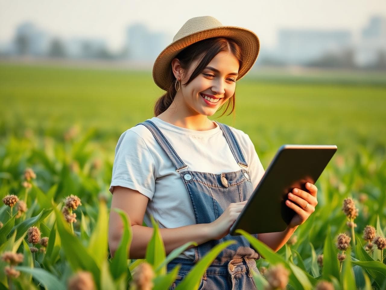 Landwirt mit Tablet